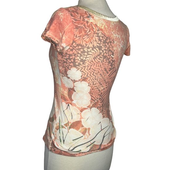 One World Live and Let Live Women's Top Size Small Short Sleeve Round Neck Silk - Picture 4 of 12